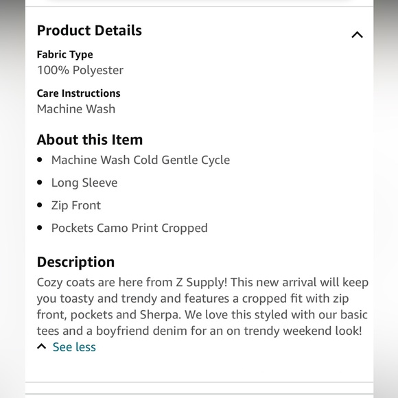 Z Supply Camo Sherpa Jacket - Picture 5 of 5